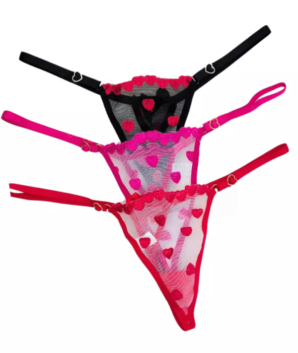 K150 - Tanga Tule Coração Ruby Rosa