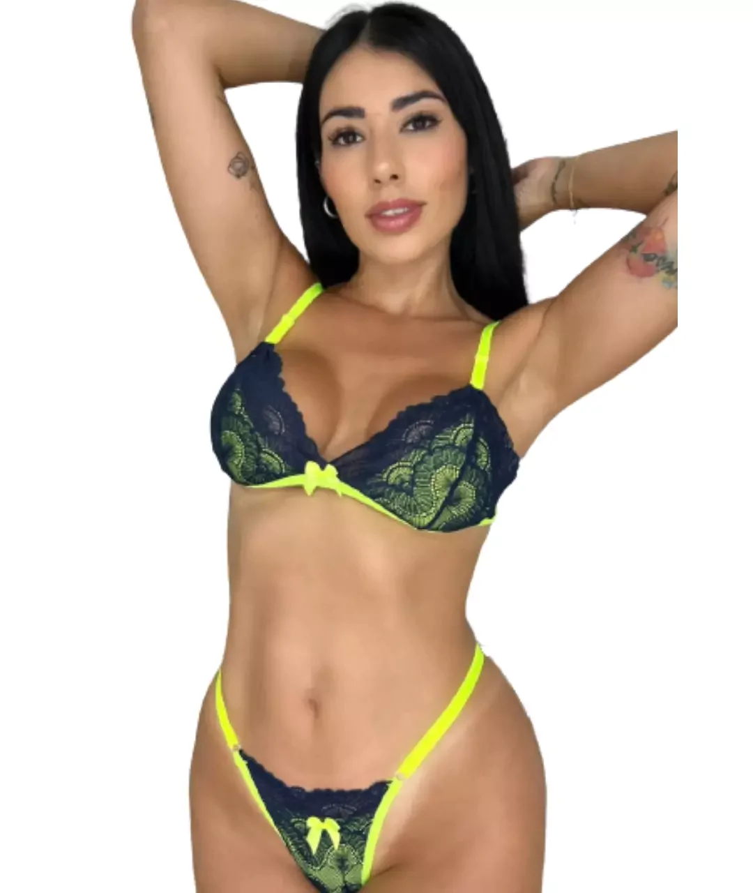 C116 - Conjunto Neon Bicolor Verde Neon (Frente)