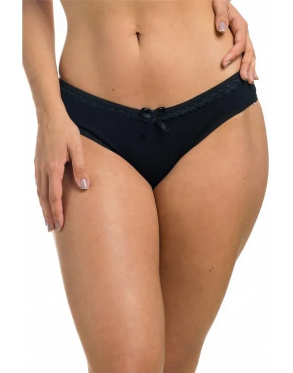 MC1 - Calcinha Cotton Liso Preto (Frente)